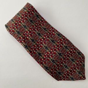 Viva Men’s Traditional Silk Necktie In Rich Red Orange Beige Green White & Black